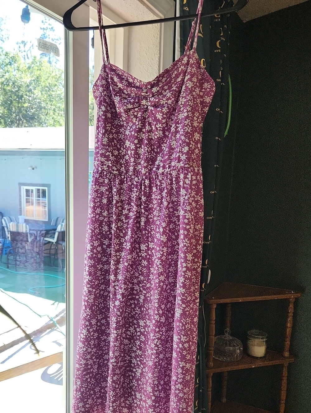 Purple Floral Spaghetti Strap Maxi Dress